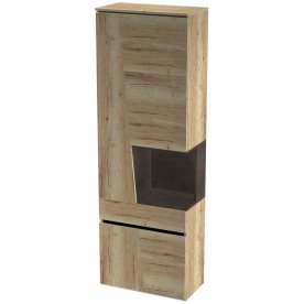 Витрина Стреза дуб галифакс натуральный / бетон чикаго темно-серый высокая