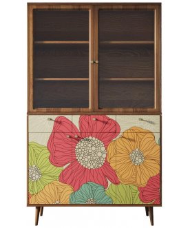 Книжный шкаф Воаб орех / принт 5