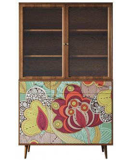 Книжный шкаф Воаб орех / принт 6