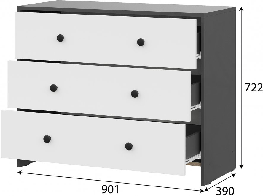 Комод Хамо графит / белый