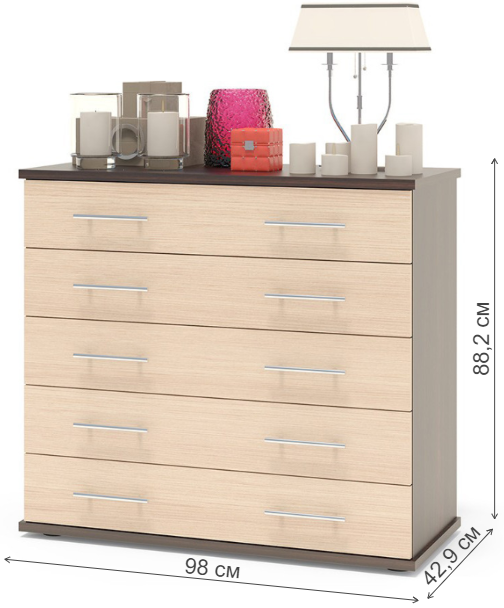 Комод Т-5 венге / дуб беленый