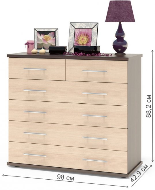 Комод Т-6 венге / дуб беленый