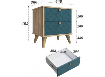 Комплект для кабинета Велламо ВО-109 блэквуд ячменный / морская волна комплектация 2