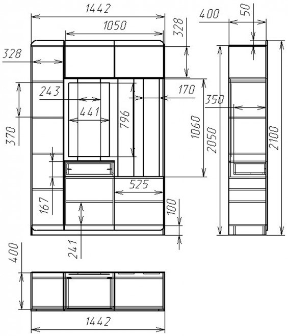 Прихожая Мебелеф 10 ясень шимо темный / фиолетовый