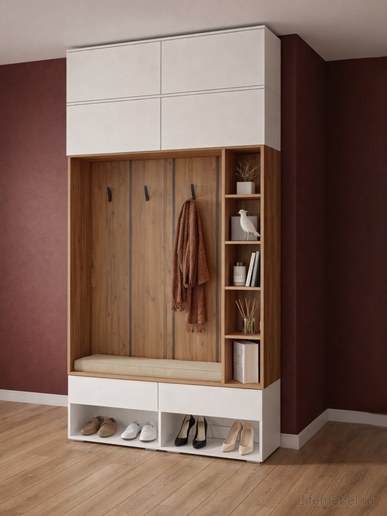 Модульная прихожая Роут / Прага белый / дуб вотан комплектация 9