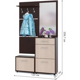 Модульная прихожая ТП-1 + ТП-2 + ПЗ-3 + ВШ-5.1 венге / беленый дуб (комплектация 3)