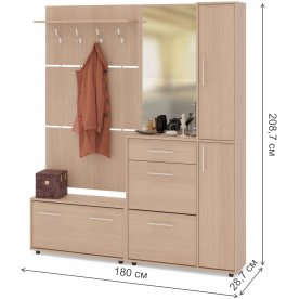 Модульная прихожая ВШ-3.1 + ТП-3 + ТП-4 + ПЗ-4 беленый дуб (комплектация 3)