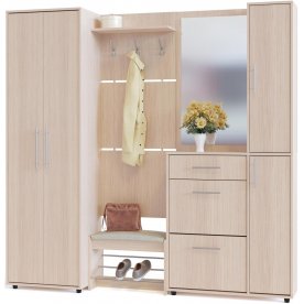 Модульная прихожая ВШ-5.1 + ТП-5 + ТП-4 + ПЗ-4 + ШО-1 беленый дуб (комплектация 7)