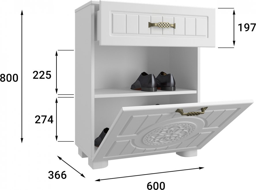 Обувница Монблан МБ-31К белое дерево