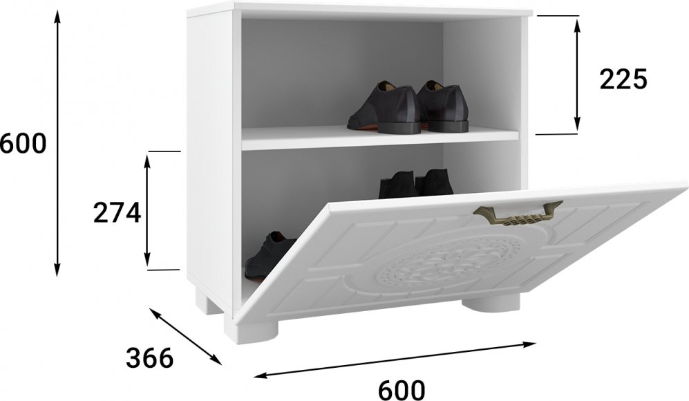 Обувница Монблан МБ-32К белое дерево