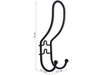 Вешалка настенная Крючок-2 черный / черный