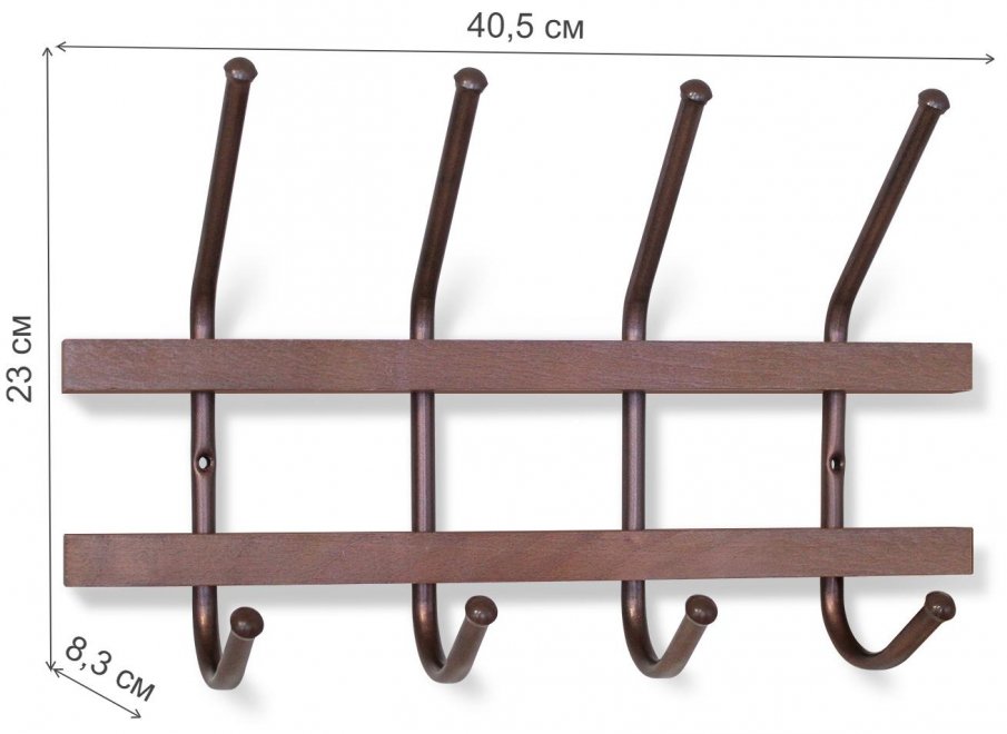 Настенная вешалка SHT-WH11 темный орех / медный металлик