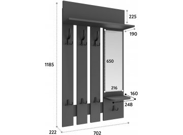Вешалка настенная ВН-10 серый графит / графит