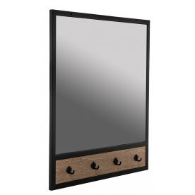 Настенная вешалка с зеркалом Персей дуб галифакс / черный матовый