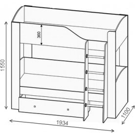 Двухъярусная кровать Астра 2 с ящиком