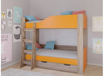 Двухъярусная кровать Астра 2 дуб сонома / оранжевый