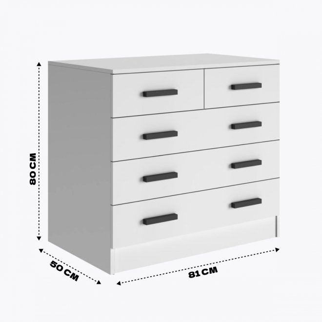 Комод Бостон 5 ящиков белый