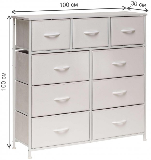 Комод Линкс 9 ящиков белый