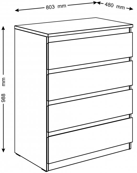 Комод Мальта 80х99 4 ящика дуб венге