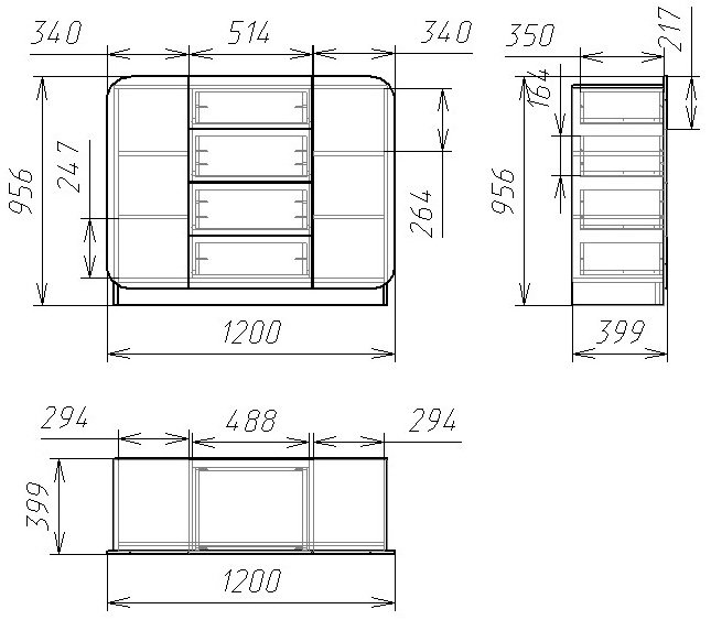 Комод Мебелеф - 37 ясень шимо тёмный / белоснежный глянец