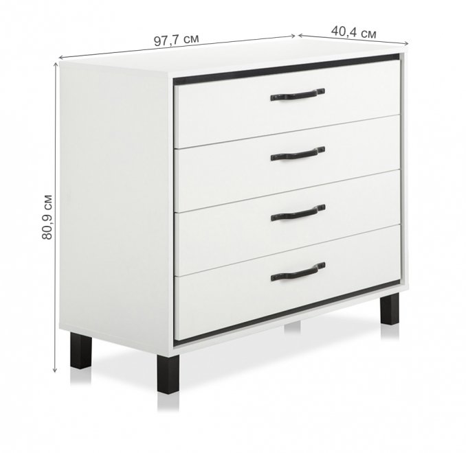 Комод Мельбурн 1408.М2 белый / черный
