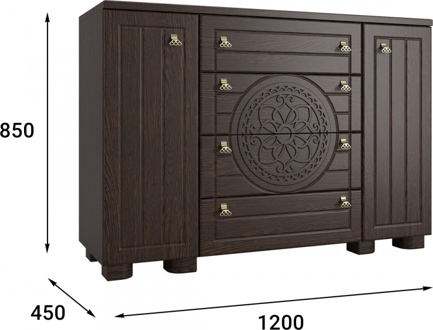 Комод Монблан МБ-36К венге / орех шоколадный