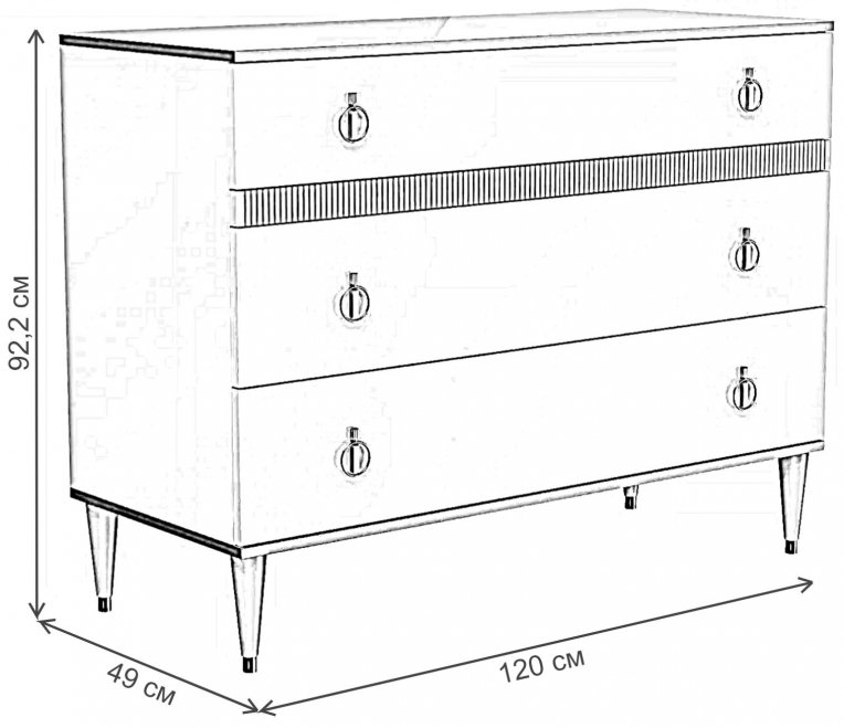 Комод Rimini Solo с планкой белый / золото