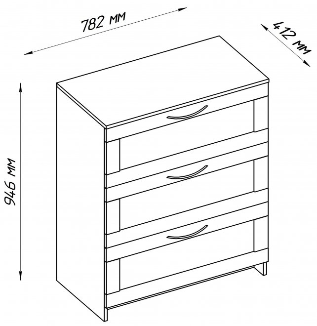 Комод Сириус 3 ящика белый