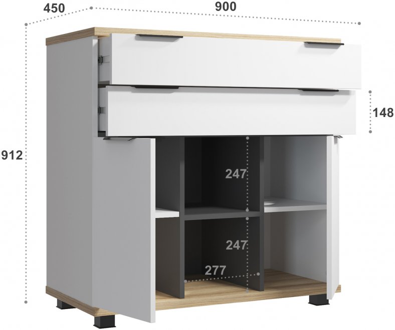 Комод Скайлайт СЛ-10К дуб блэквуд / белый / графит / меренга