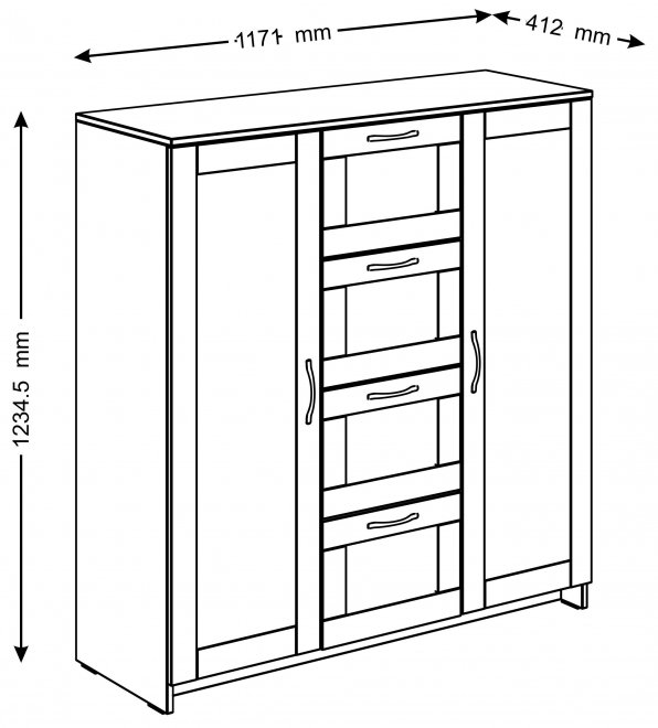 Комод Сириус 117х123 2 двери / 4 ящика белый