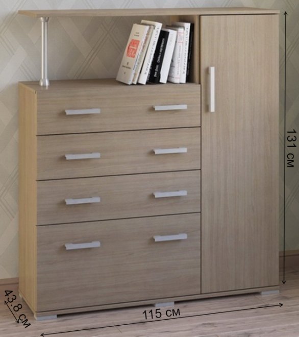 Комод Вента-9 ясень светлый правый