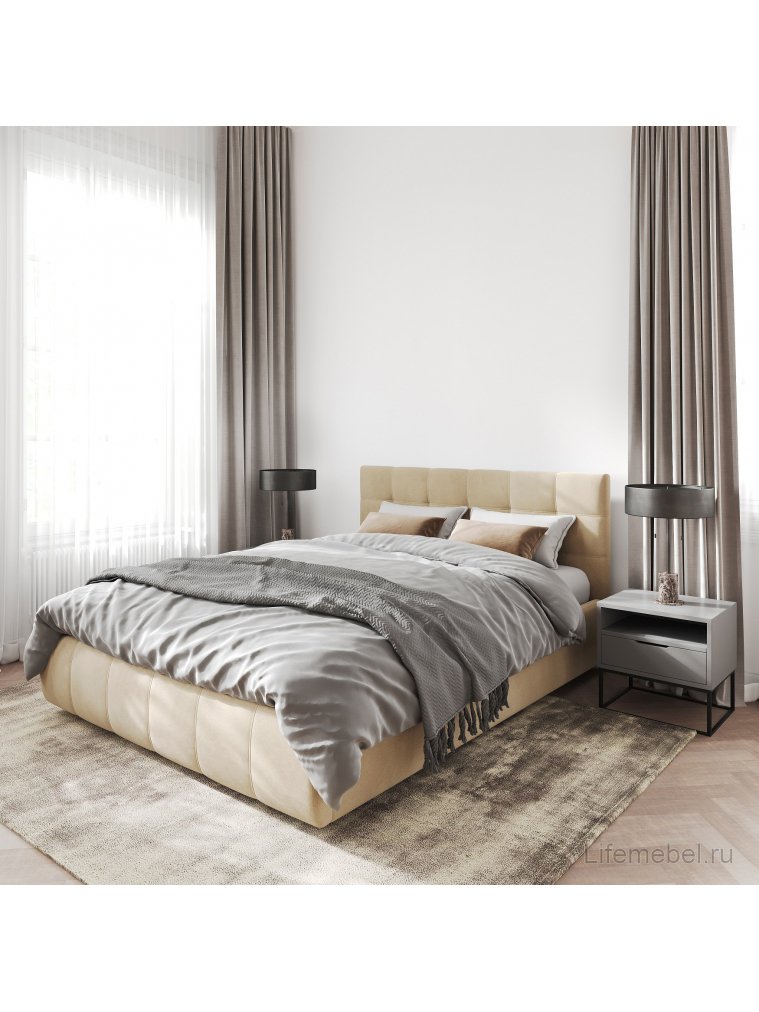 Двуспальная кровать Афродита-2 200x200 с ПМ велюр bingo ash