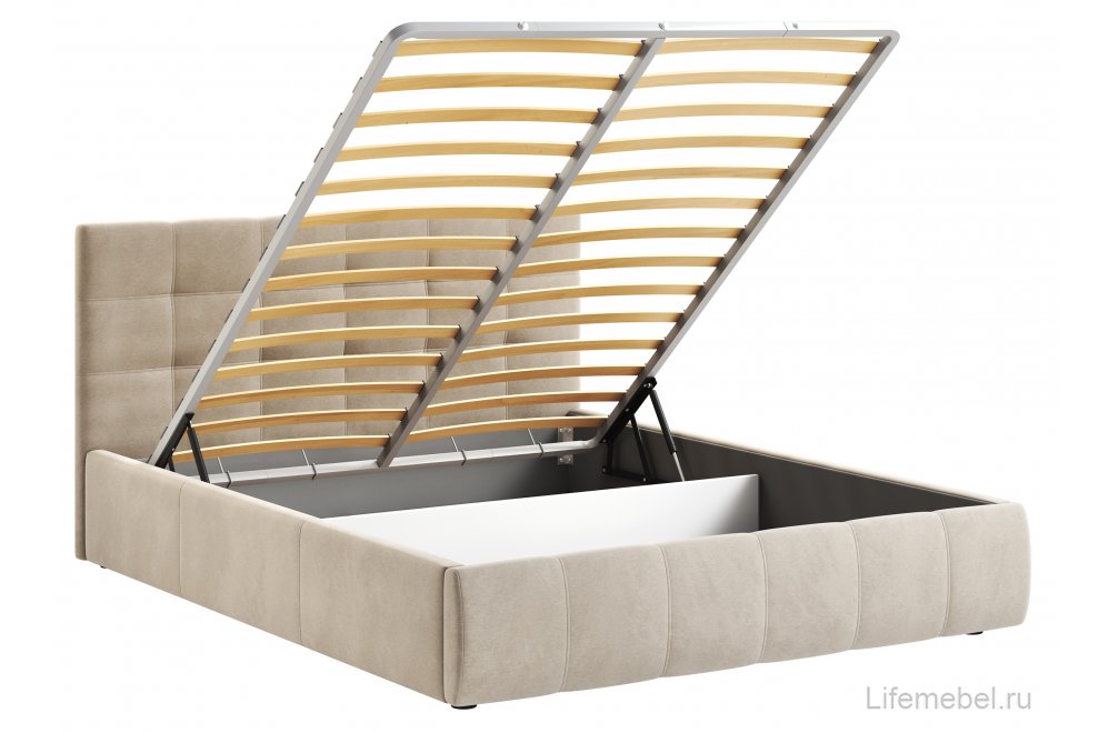 Двуспальная кровать Афродита-2 200x200 с ПМ велюр bingo plum