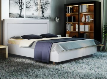 Двуспальная кровать Афродита-8-3 белая экокожа marvel white