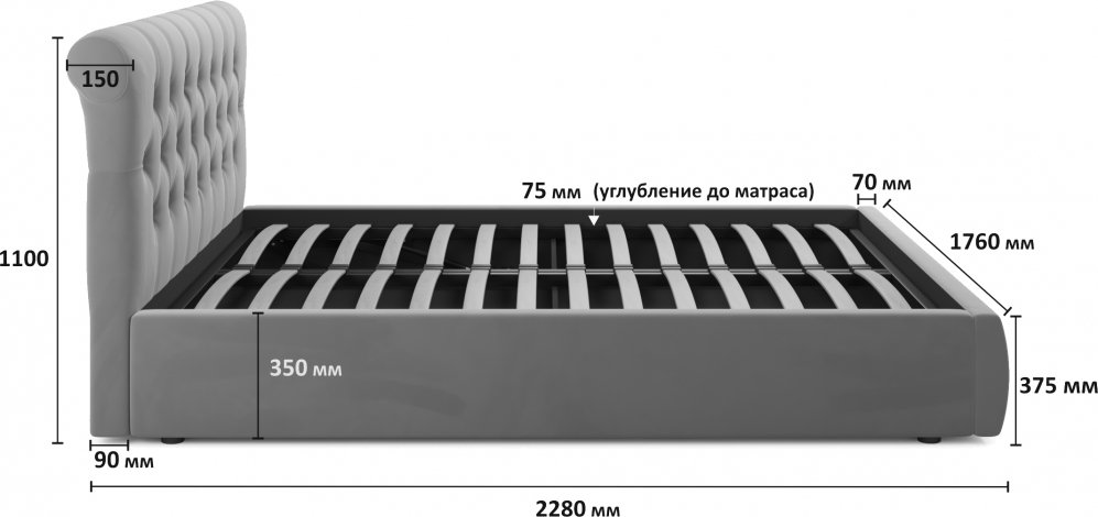 Двуспальная кровать Лавиния 160х200 белая