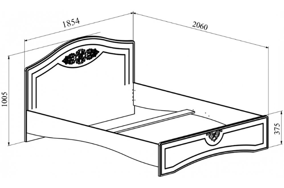 Двуспальная кровать Ассоль АС-114К 180х200 белое дерево