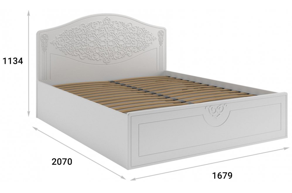 Двуспальная кровать Ассоль АС-30 160х200 с ПМ белое дерево
