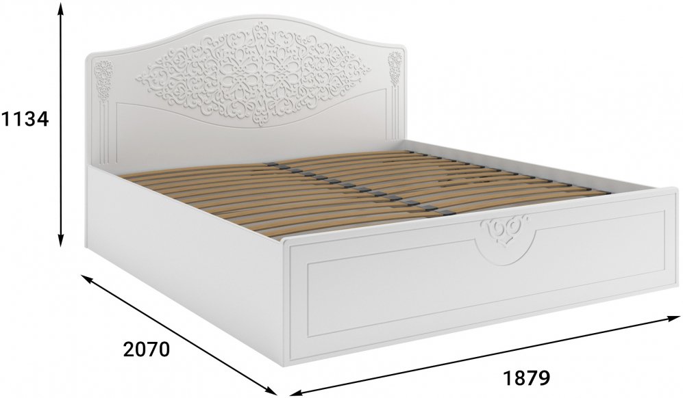 Двуспальная кровать Ассоль АС-61 180х200 с ПМ белое дерево