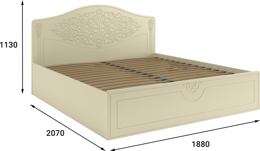 Двуспальная кровать Ассоль плюс АС-61 180х200 с ПМ ваниль