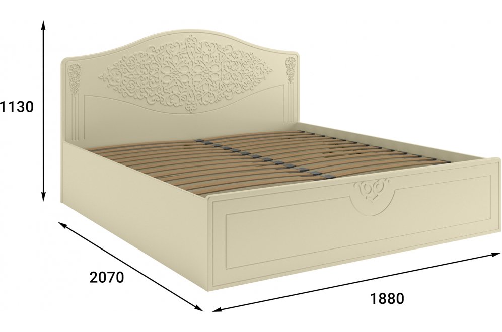 Двуспальная кровать Ассоль плюс АС-61 180х200 с ПМ ваниль