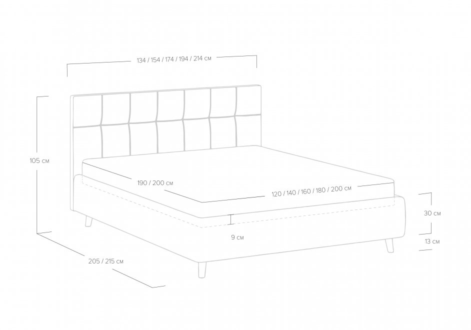 Двуспальная кровать Bella 160x200 с основанием Бентли белый