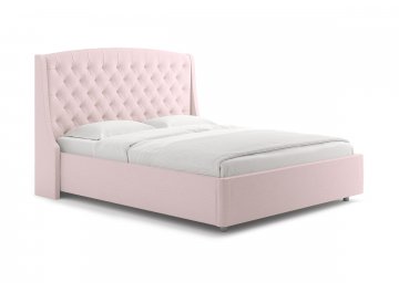 Полутораспальная кровать Diamant розовая ткань тедди
