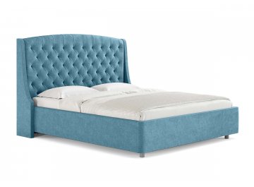 Двуспальная кровать Diamant голубой рогожка