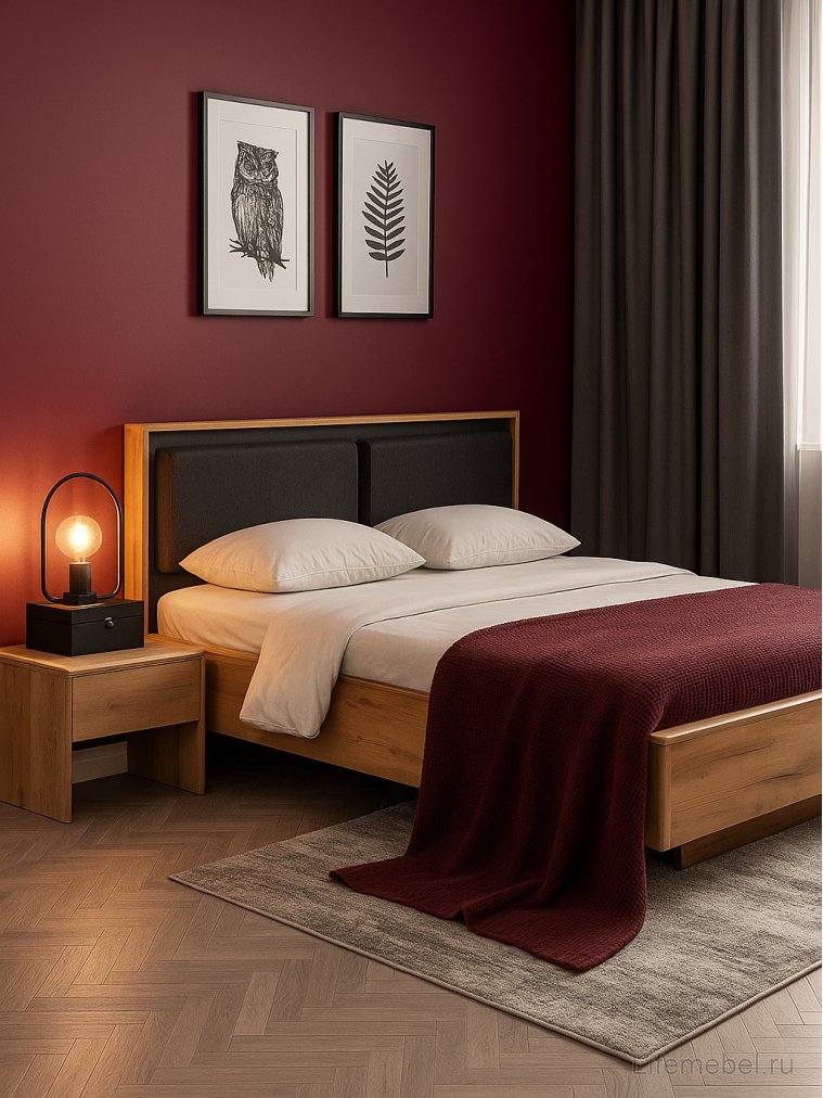 Двуспальная кровать Клауд 160х200 парящая дуб крафт золотой / антрацит