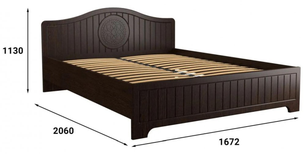 Двуспальная кровать Монблан МБ-603К 160х200 венге / орех шоколадный