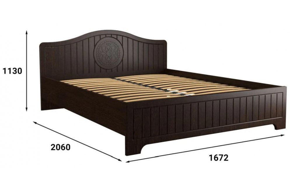Двуспальная кровать Монблан МБ-603К 160х200 венге / орех шоколадный