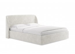 Двуспальная кровать Nicole 180х200 с основанием белый микровелюр