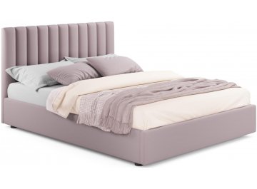 Двуспальная кровать Olivia 160х200 с ПМ велюр мята пастель лиловый велюр
