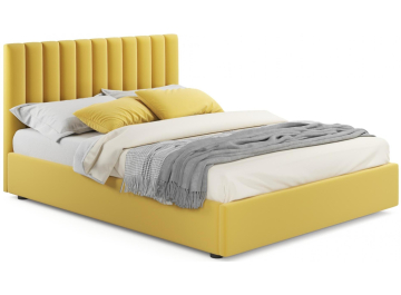 Двуспальная кровать Olivia 160х200 с ПМ желтый велюр