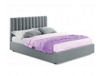 Двуспальная кровать Olivia 160х200 с ПМ бежевый велюр серый